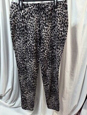 Leopard Print Skinny Pants - Black & Cream